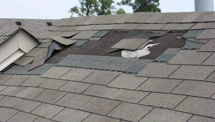 Damaged roof caused by wind in Franklin, TN